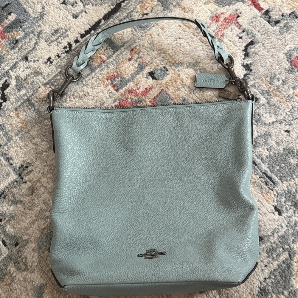 Pewter gray pebbled leather Coach